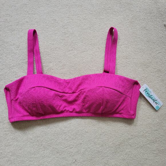 NWT 2X Freshwater Wide Strap Bandeau Bikini Top Adustable Padded Pink. - Picture 1 of 12